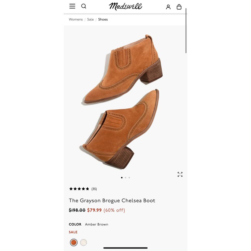 Madewell Woman’s sz 11 The Greyson Brogue Chelsea Bootie Suede Western Cowgirl - Picture 10 of 10